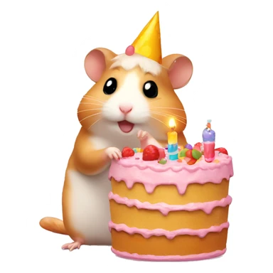Hamster with a birthday cake  sticker