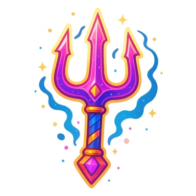 vibrant toon style cosmic trident with glowing aura sticker
