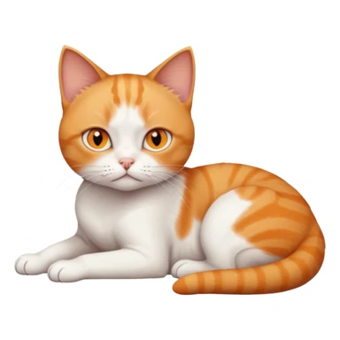 full body frowning tiny short hair ginger and white cat with orange eyes lying down sticker