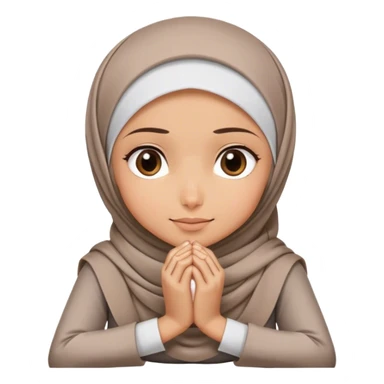 The hijab girl is listening with her hands folded on the table, and her face & chin resting on the folds of her hands. sticker