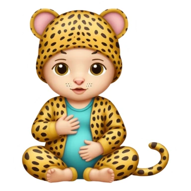 human baby with leopard patterned clothes sticker