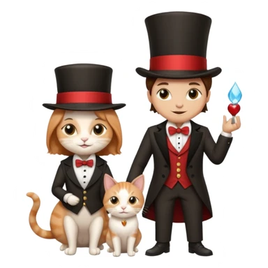 magician couple and their pet cat sticker