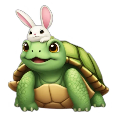 turtle holding a bunny sticker