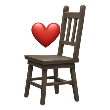 a wood chair with an heart engraved on it sticker