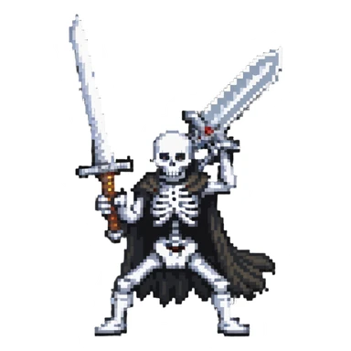 skeleton with a large sword in action pose sticker