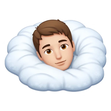 a man laying on snow and covered with snow sticker