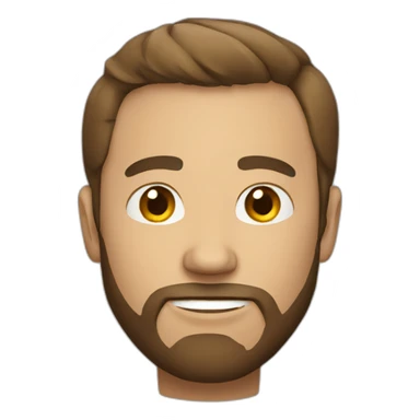 man with round face short brown hair beard sticker