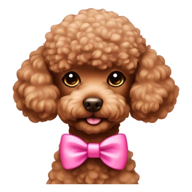 brown toy poodle with pink bow sticker