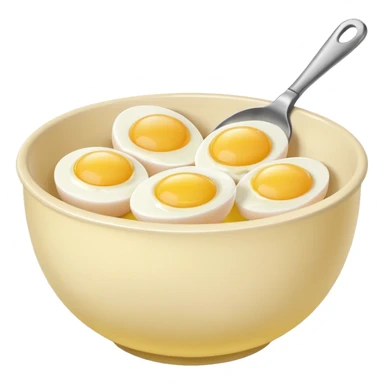 mixing bowl with uncracked eggs and butter sticker