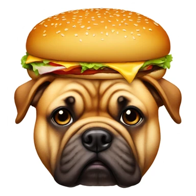 Fat dog with full burger hat on sticker