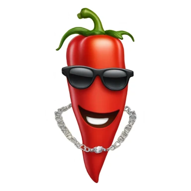 Red pepper with Mantel and sunglasses and necklace sticker