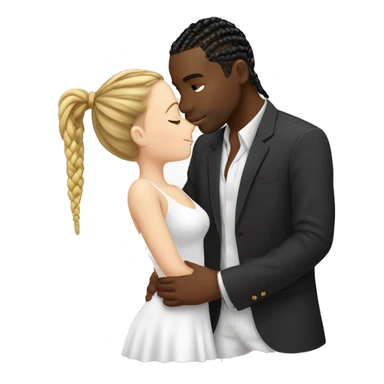 black man with cornrows kissing white girl sticker