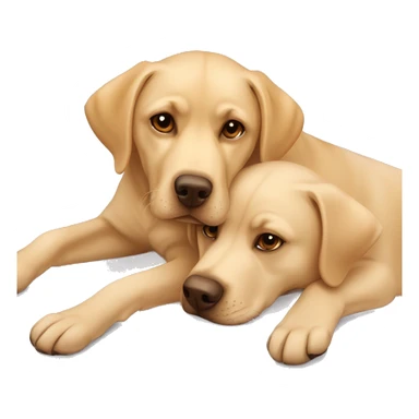 Blonde Labrador and brown Labrador lying on each other sticker