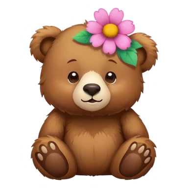 Bear with a flower on head sticker
