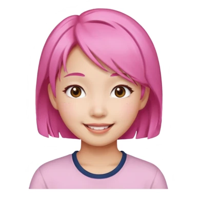 asian emoji girl  face with pink hair  sticker