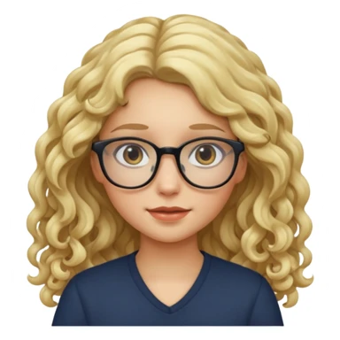 blond girl with glasses long curly hair sticker