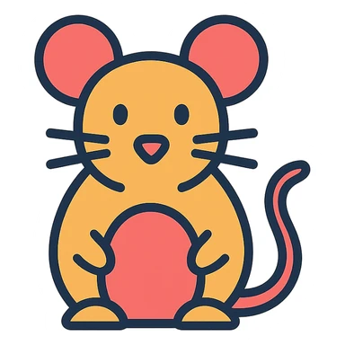 mouse, color outlined icon style, black outlines with subtle color fills, modern and playful sticker