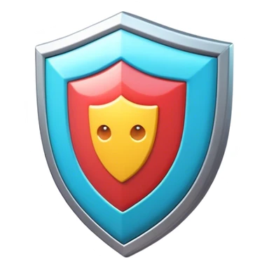 Clash of Clans aesthetic: Cinematic Playful 3D Isometric Shield Emoji, rendered in a 3D vector-style similar to standard emojis with minimal shading and bold, simplified shapes. A compact, distinct form with signature details, softly glowing with a fantasy RPG magic charm. Simplified yet unmistakably iconic, highly detailed and consistent, glowing with a soft radiance and high shine. Stylized with a touch of heroic grandeur and a soft glowing outline, capturing the essence of a beloved gaming relic with a friendly, playful manner! sticker