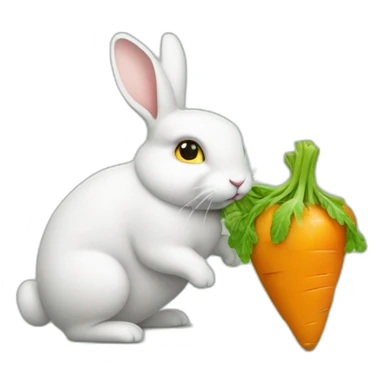 Un lapin jaune qui mange une carotte verte sticker