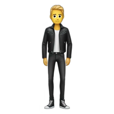 Skinny guy with long arms and legs and wearing a leather jacket sticker