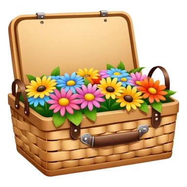 picnic basket with flowers inside sticker