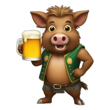 boar with beer sticker