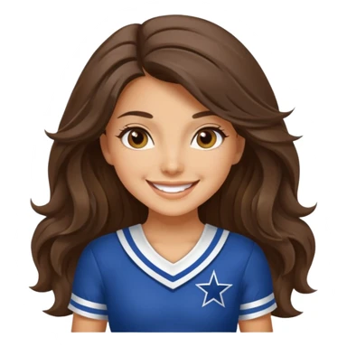 happy long haired brunette girl hazel eyes in dallas cowboy cheerleader outfit sticker