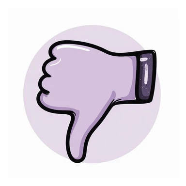 thumbs down emoji in chalk style, soft lilac color palette, rough doodle-like texture as if drawn with pastel chalk on a dark surface, aesthetic and emotional Telegram channel sticker
