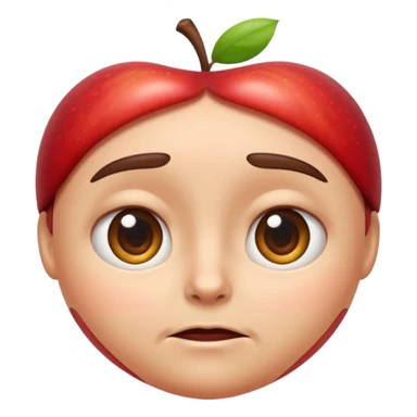  Apple emoji style, high clarity slightly widened eyes, subtle tension around eyes, small tight curved-down mouth, eyebrows raised inward, expression of quiet worry sticker