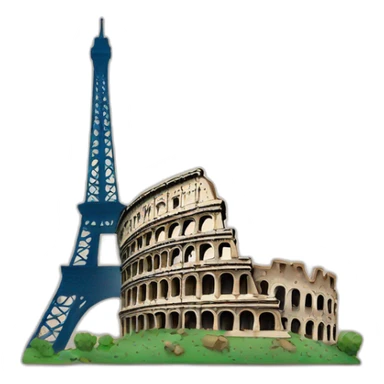 Roman Colosseum in Rome and the Eiffel Tower in Paris sticker