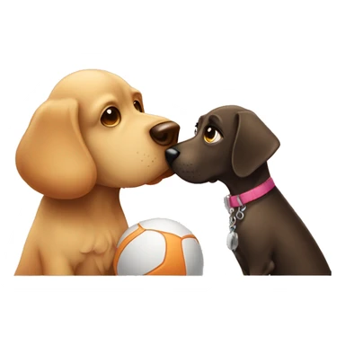 Dog with Ball and girl kissing dog sticker
