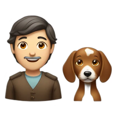Jewish man and Chinese lady with brown dog smiling sticker