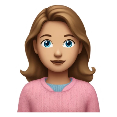 brown-haired, blue eyes girl in pink sweater sticker