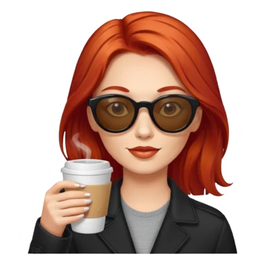 sunglasses red hair woman drink coffee sticker
