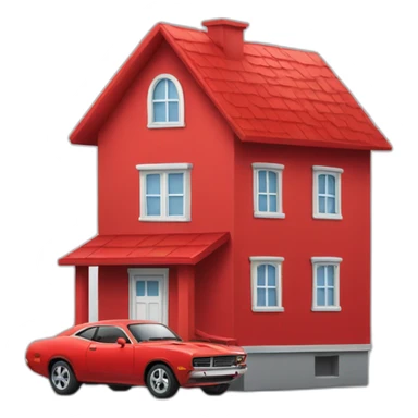 Red car with house sticker