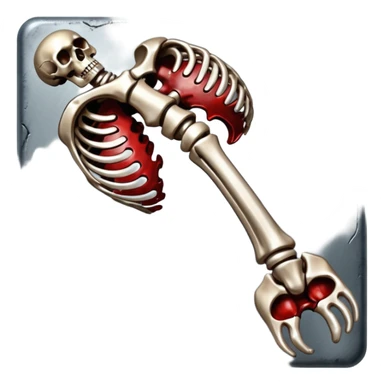 metallic anatomic bones with traces of blood, steel texture, dark dramatic tone, clean background sticker