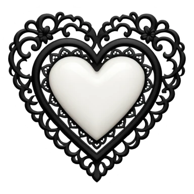 white goth heart with black gothic lace, ornate sticker