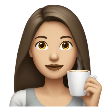 Pretty Pale brunette straight hair drinking coffee sticker