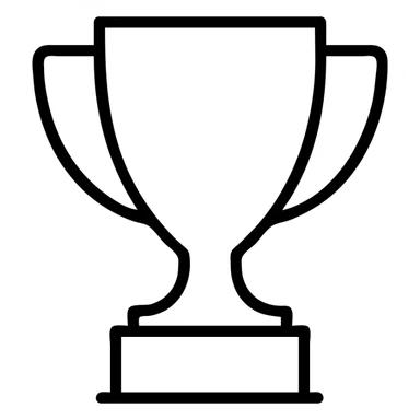 A trophy icon, silver with a black base, sleek and modern, outlined in black. sticker