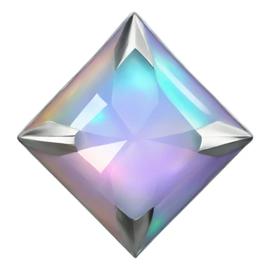 Silver chrome four-point star diamond opal sticker