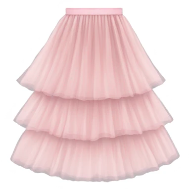 Long soft pink tiered tulle skirt, isolated sticker