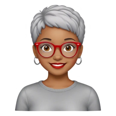 Light skinned Black girl with red glasses short natural gray haircut celebrating Black history month sticker