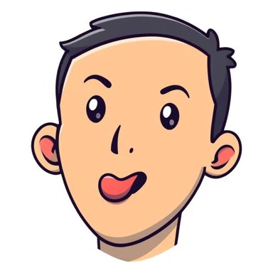 man with tongue out looking sideways sticker