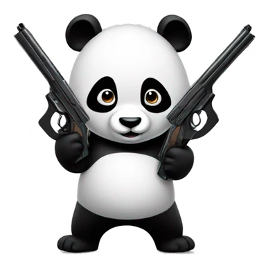 Panda holding two guns sticker