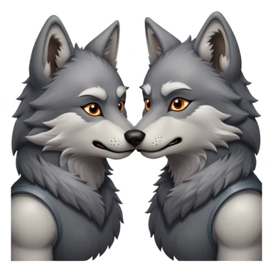 anthropomorphic male wolfs kissing  sticker