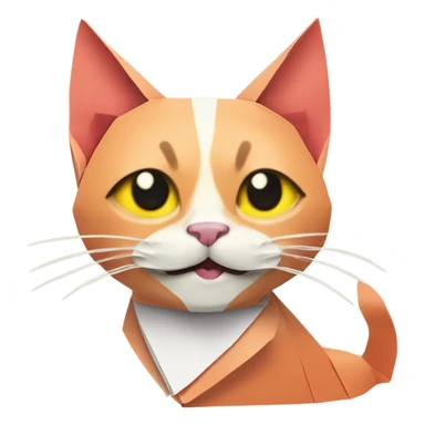 cat smiling origami saumon sticker