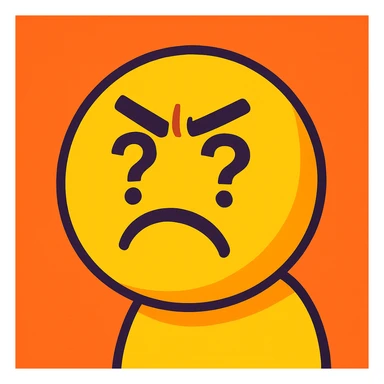 angry emoji with a confused look sticker