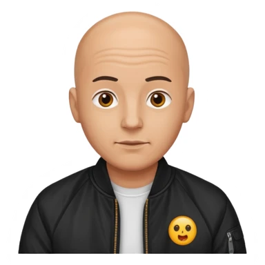 bald man in black bomber jacket sticker