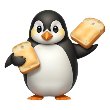 a penguin holding a loaf sticker