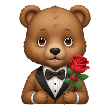 Cute bear with crying  puppy eyes holding roses with this  sticker